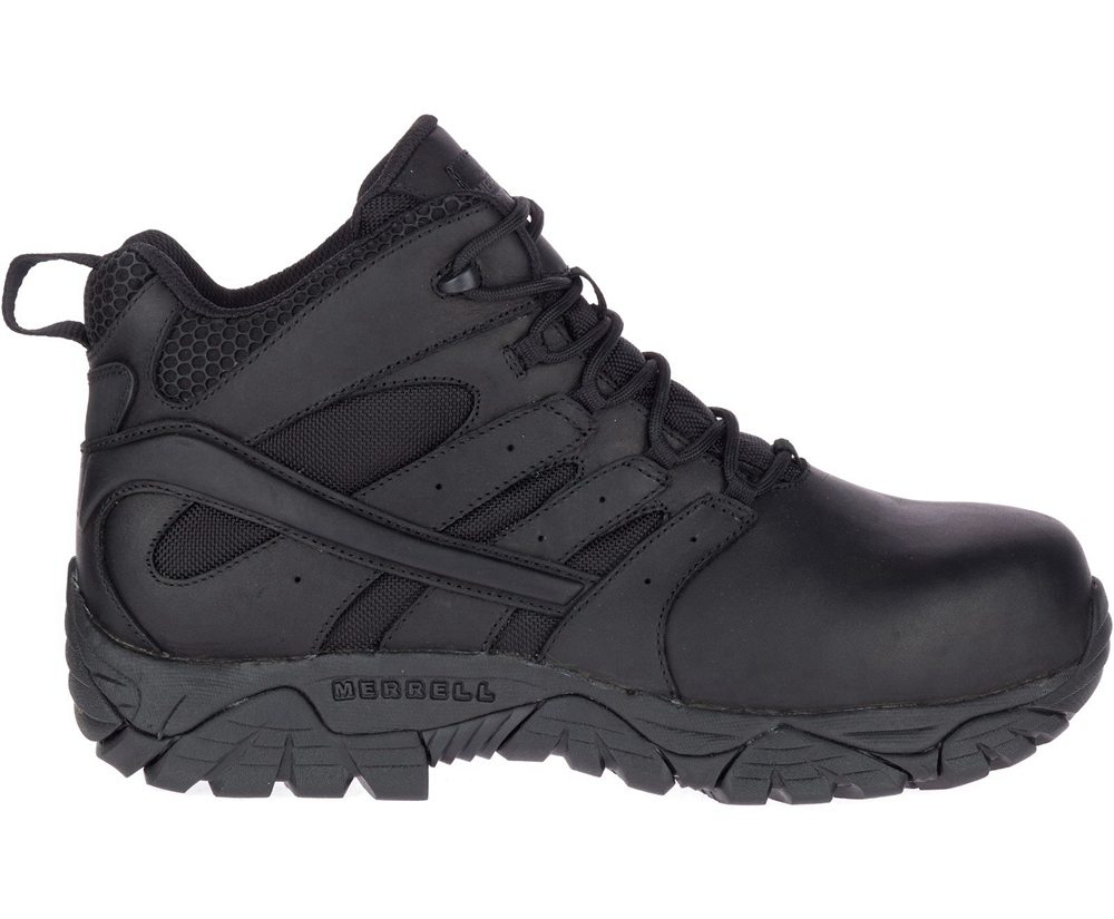 Kozaki Merrell Męskie Czarne - Moab 2 Mid Tactical Response Waterproof Comp Toe - 530498-RBQ